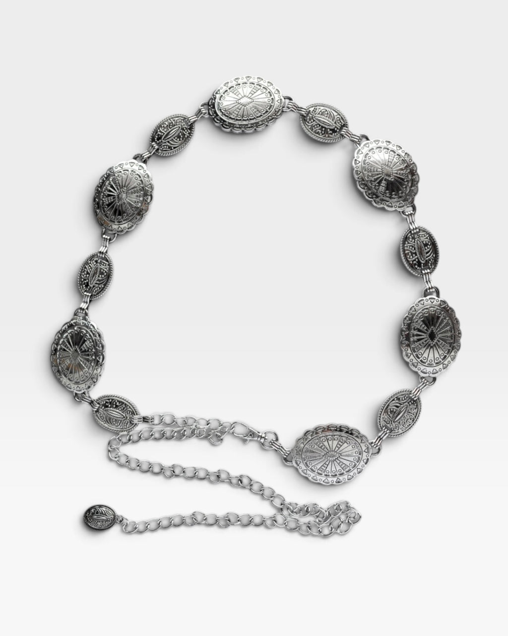 Silver Western Medallion Chain Belt