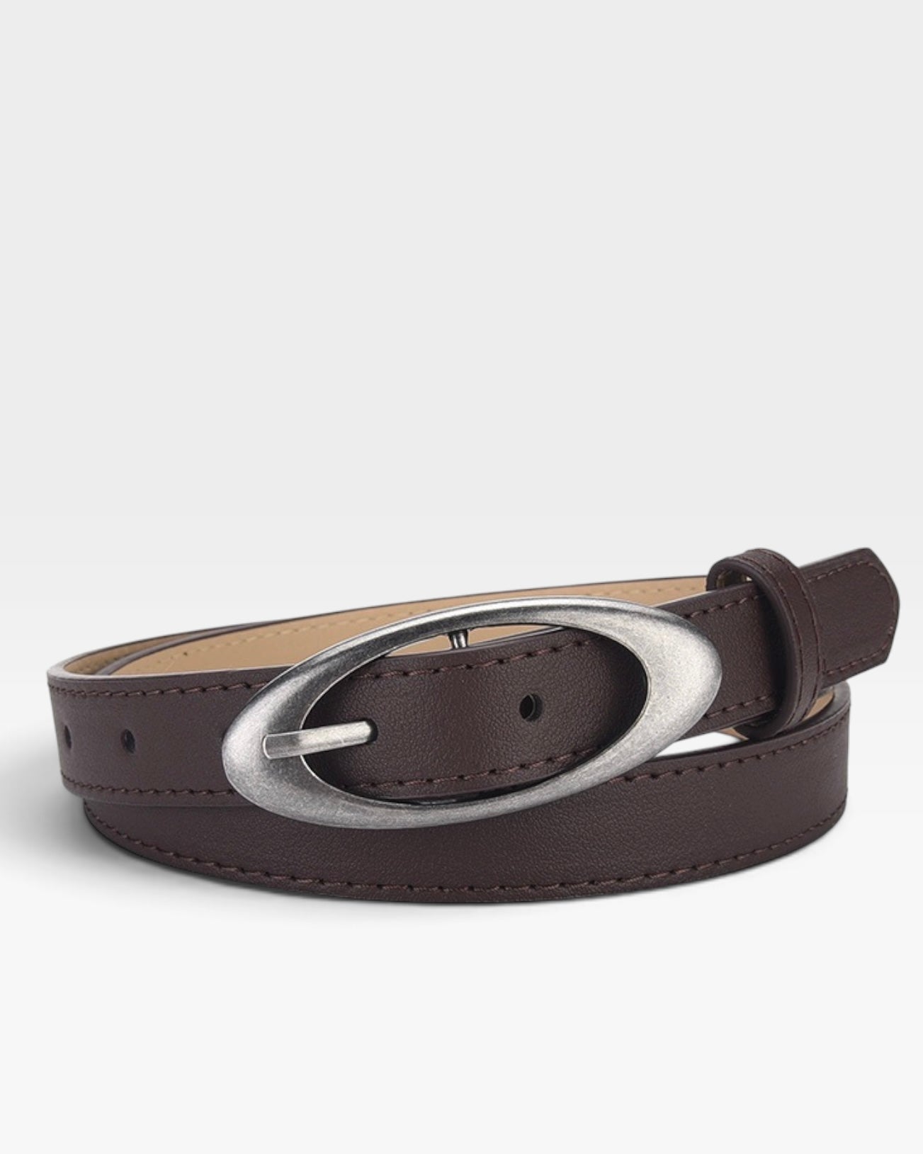 Brown Oval Buckle Belt