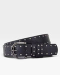Black Double Row Studded Belt with Silver Buckle