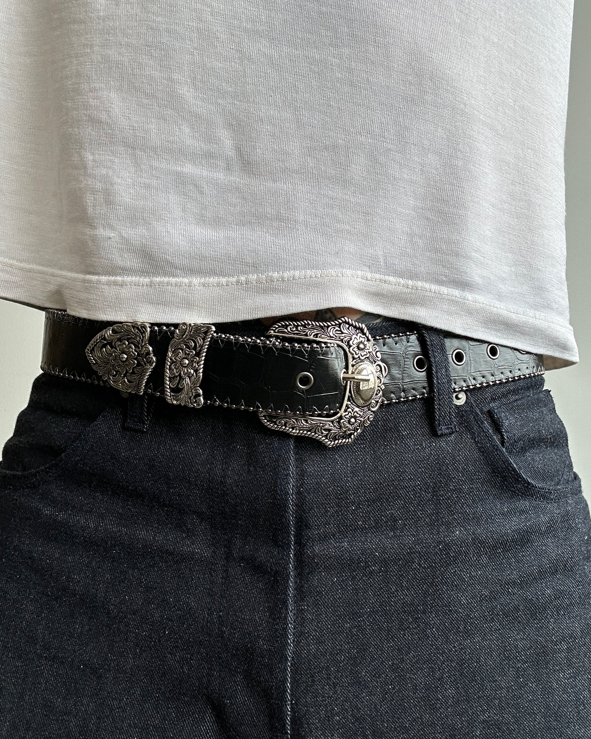 Onyx Croc Belt