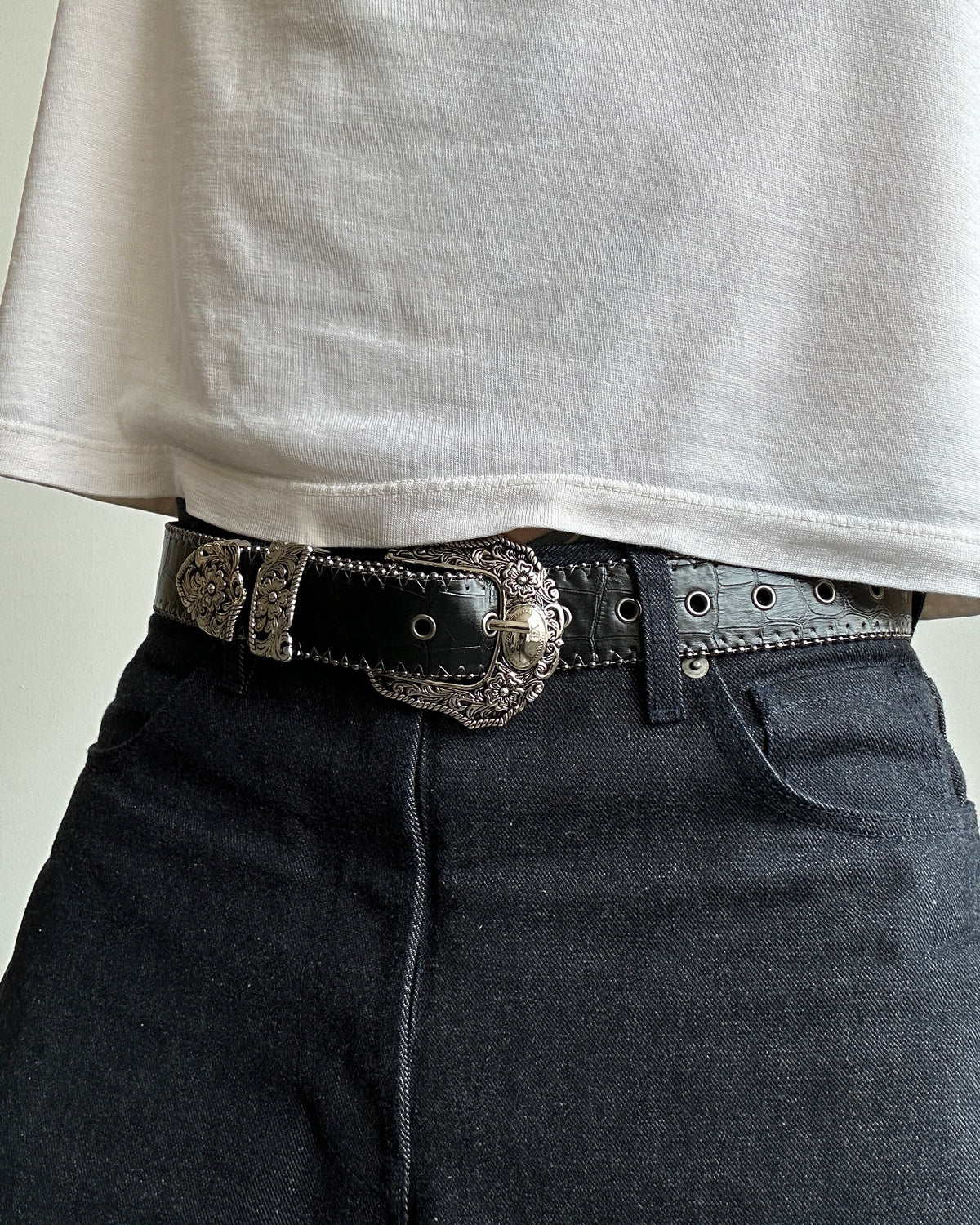 Onyx Croc Belt