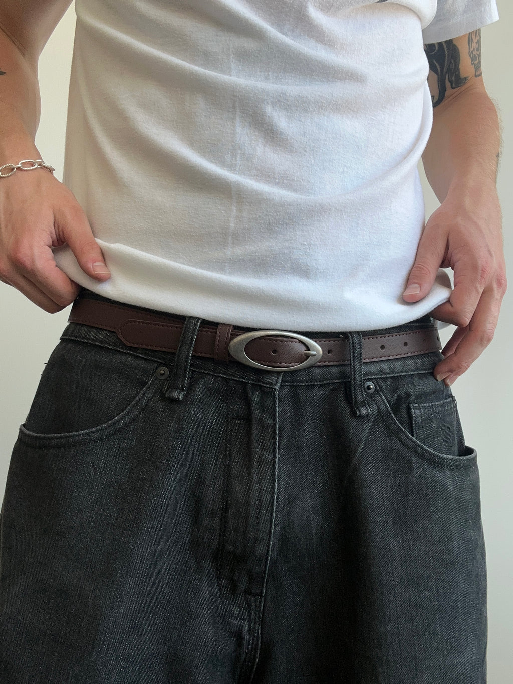 Brown Oval Buckle Belt