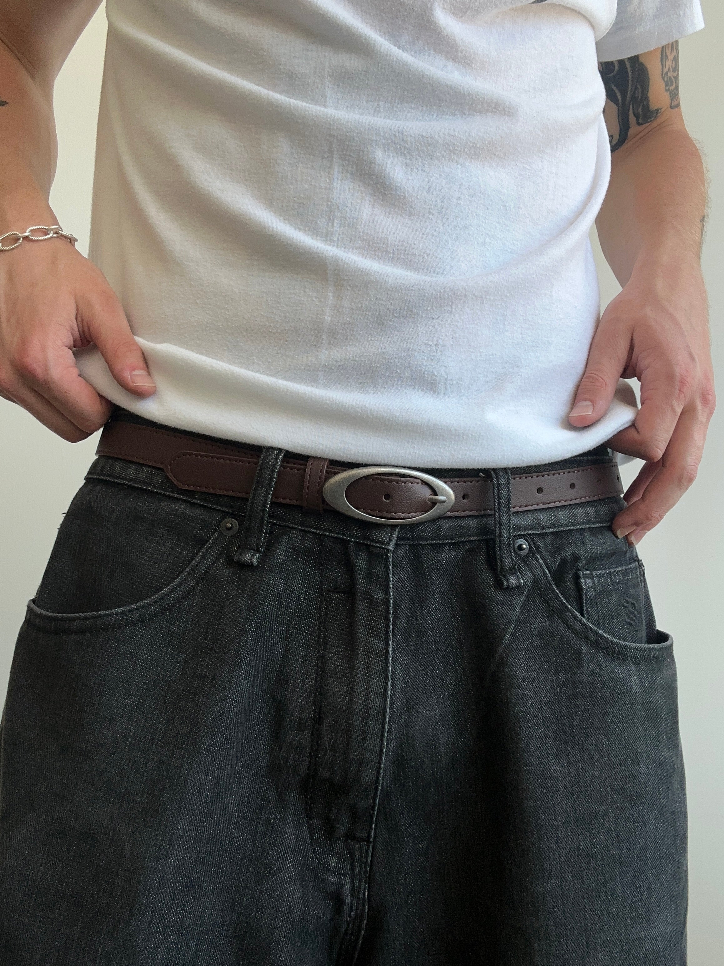 Brown Oval Buckle Belt