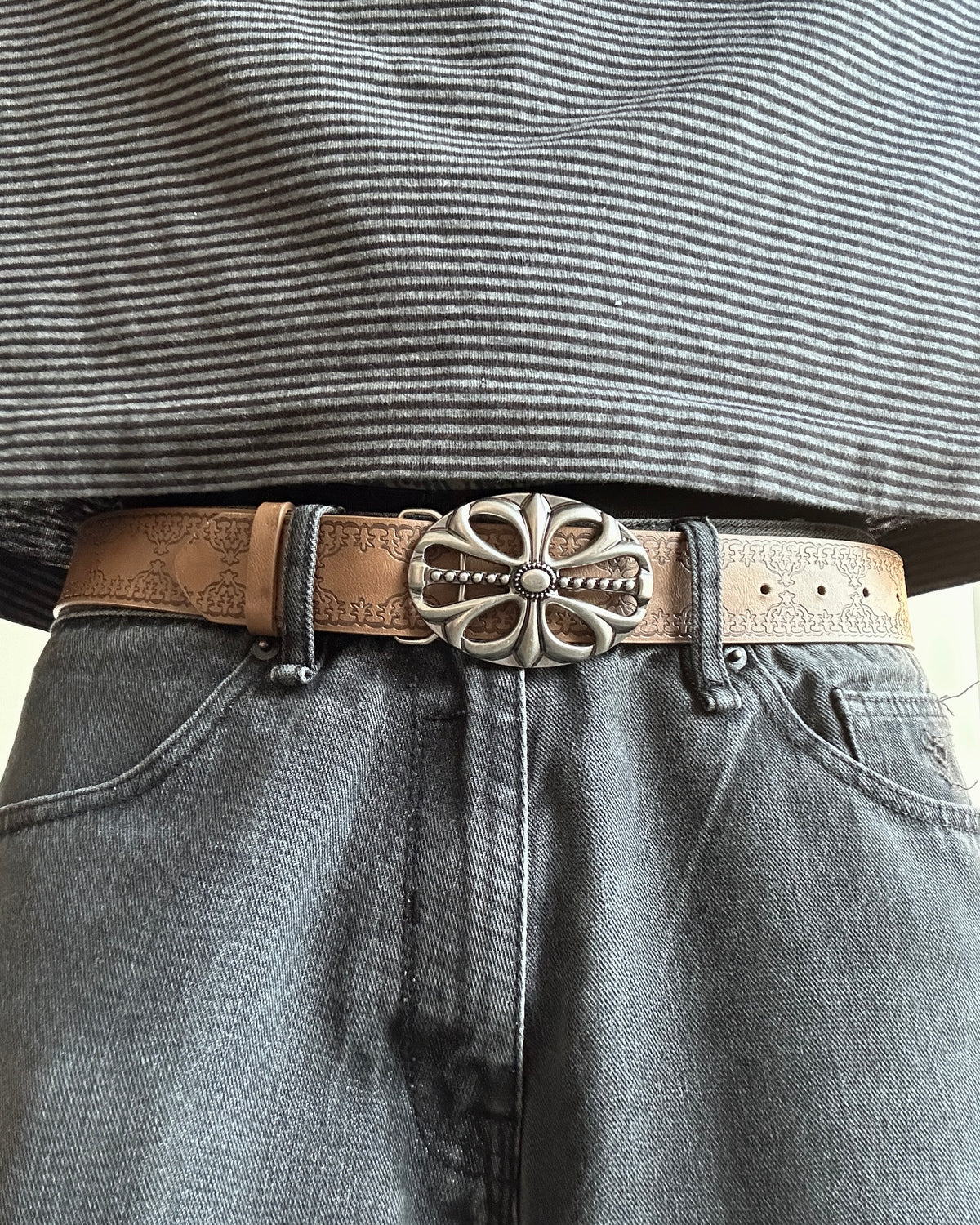 Brown & Silver Relic Cross Belt