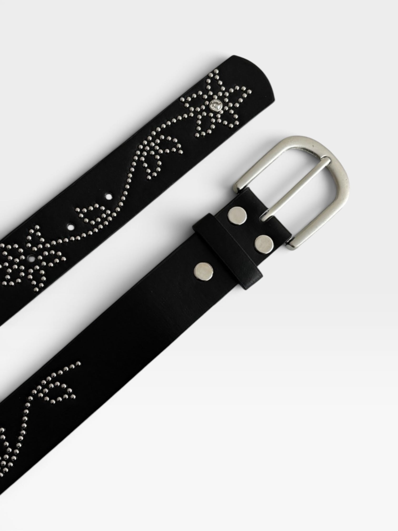Black Rhinestone Floral Studded Belt