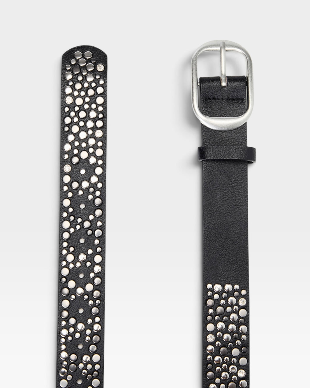 Black Multi-Stud Belt with Oversized Silver Buckle
