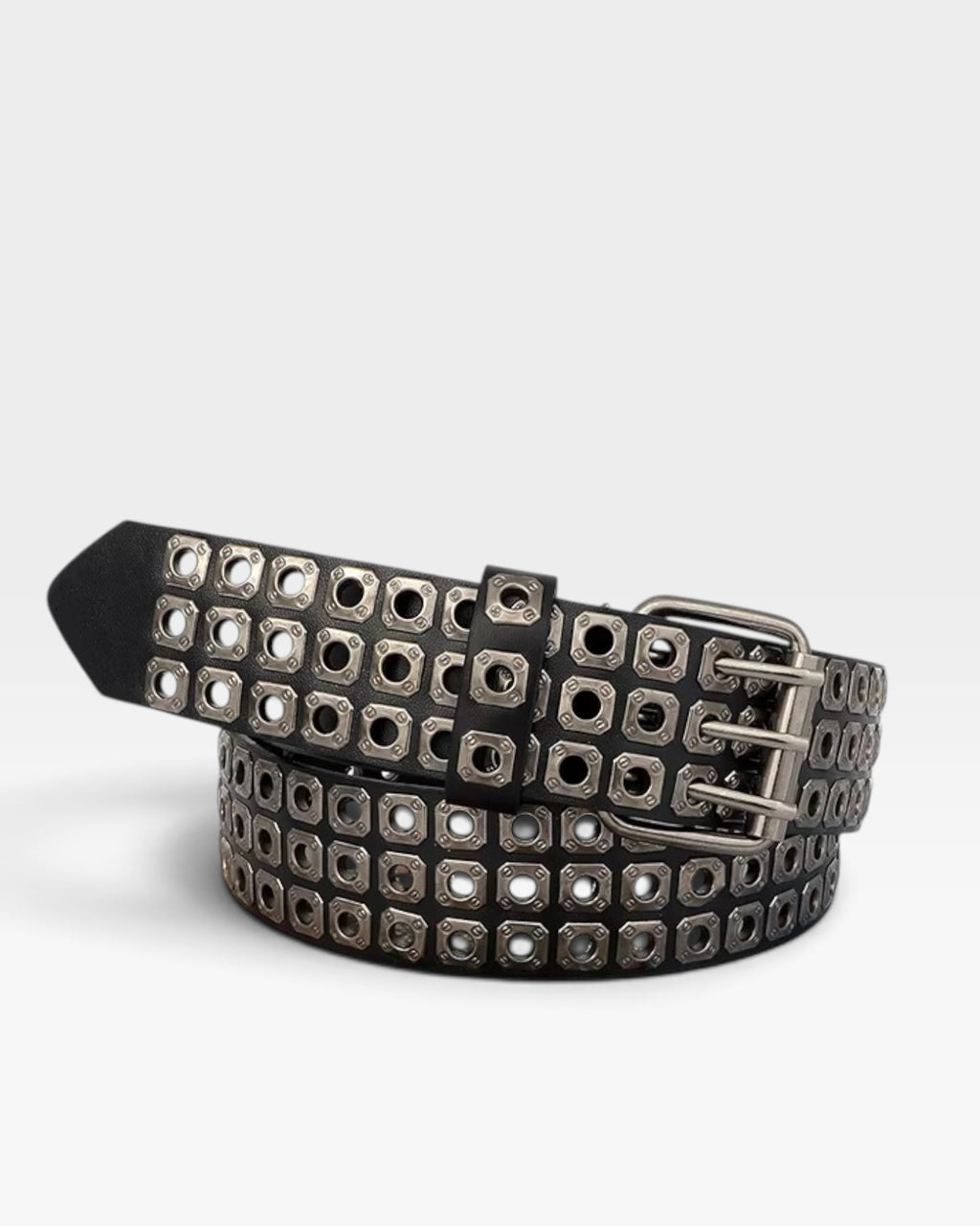 Black Triple Row Grommet Stud Belt