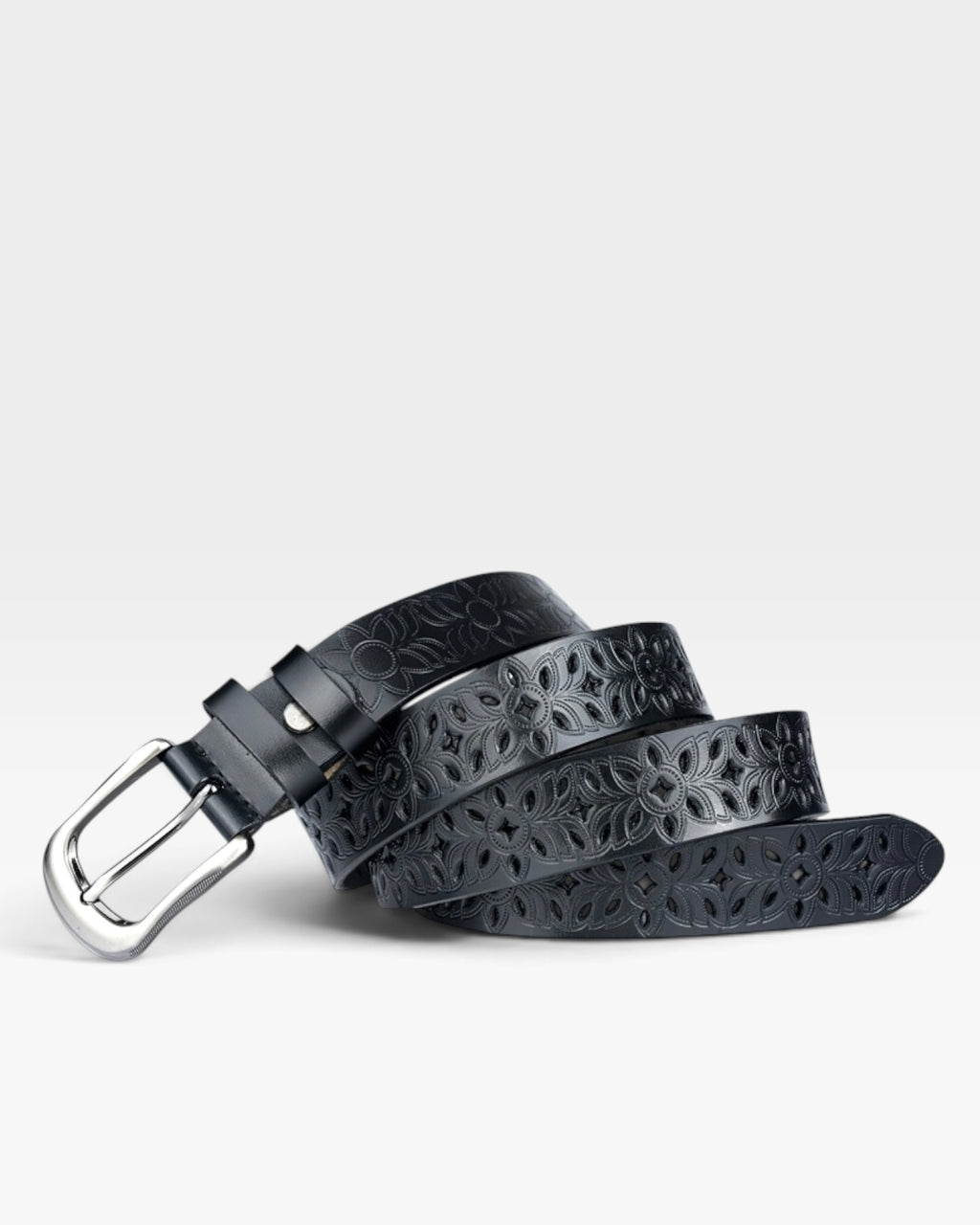 Black Floral Cutout Belt