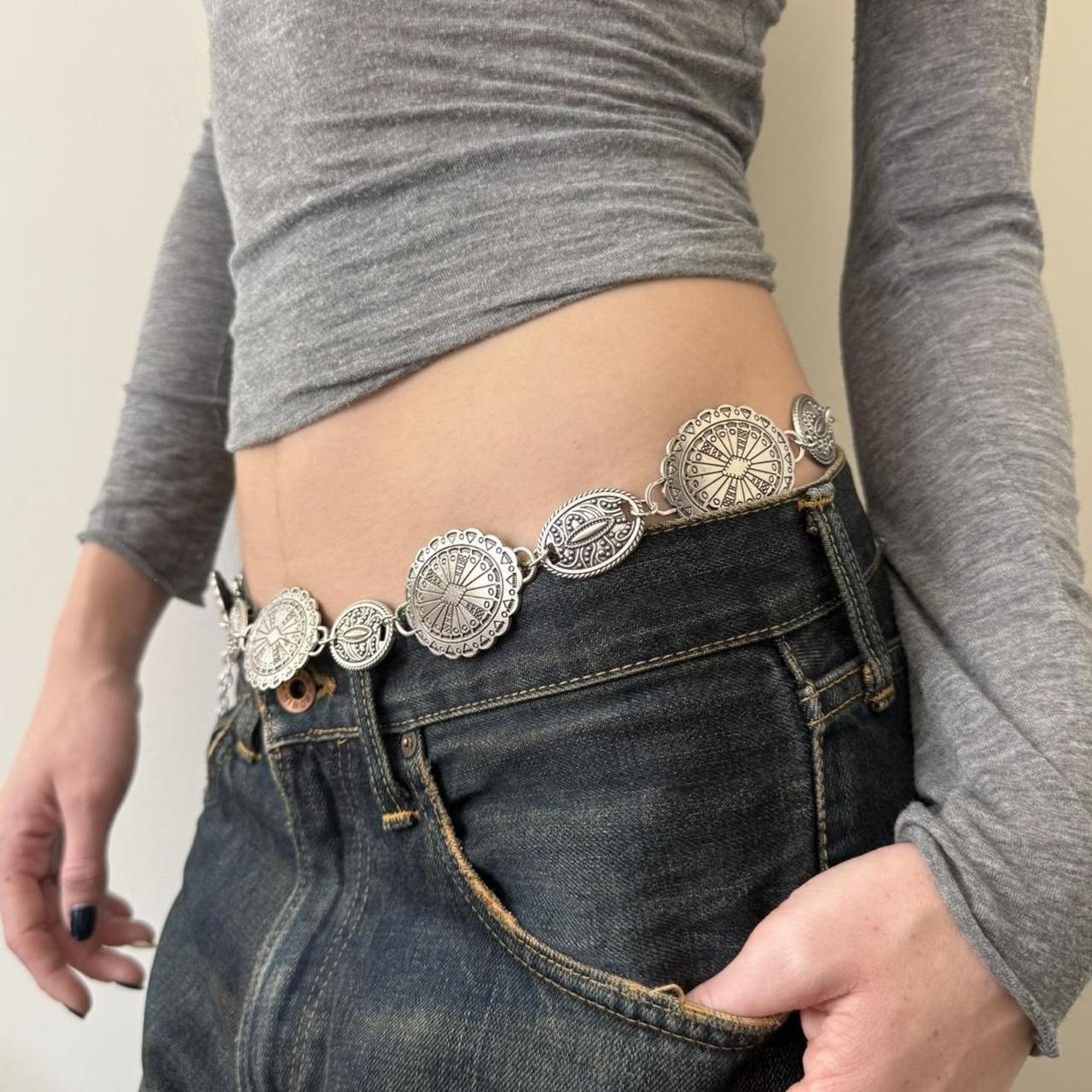 Silver Western Medallion Chain Belt