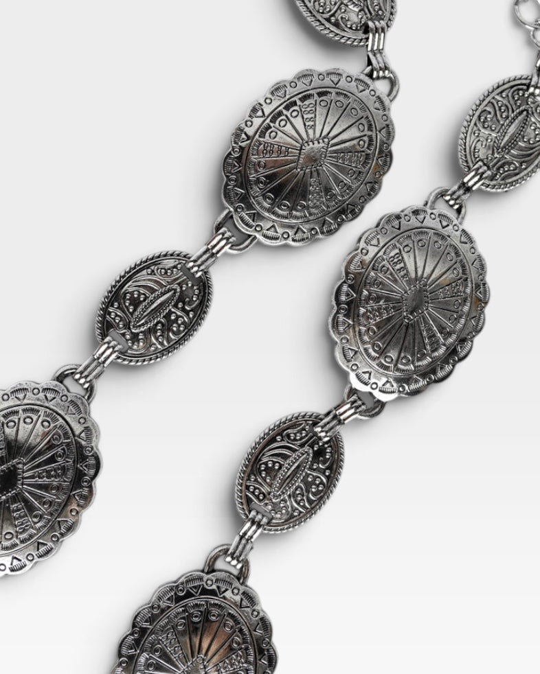 Silver Western Medallion Chain Belt