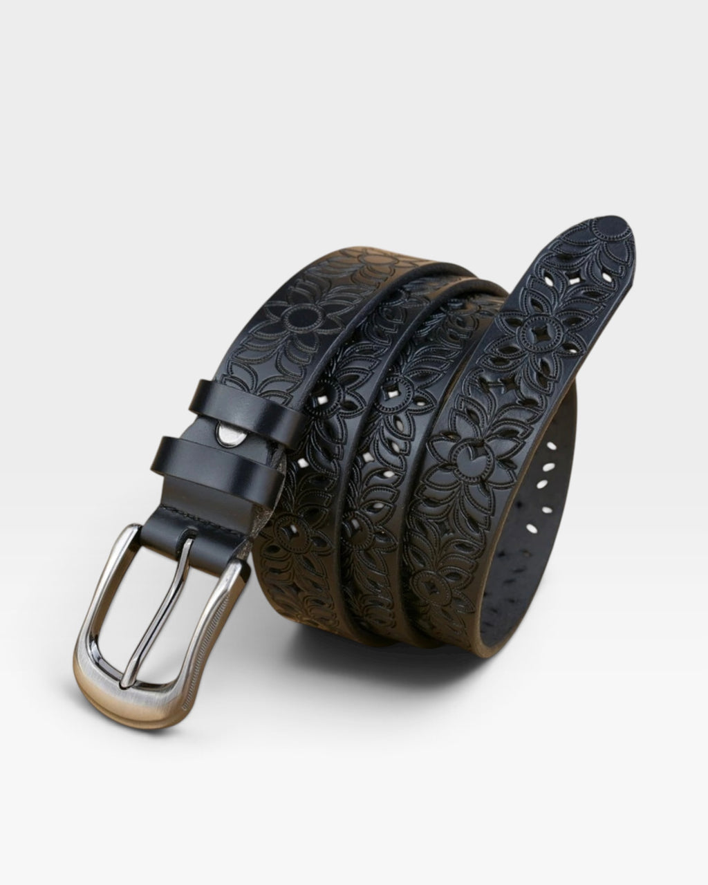 Black Floral Cutout Belt