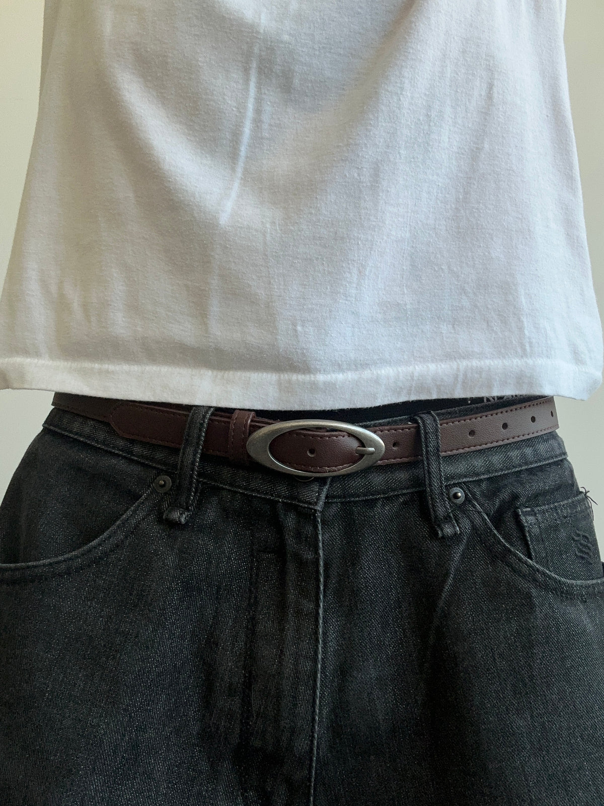Brown Oval Buckle Belt
