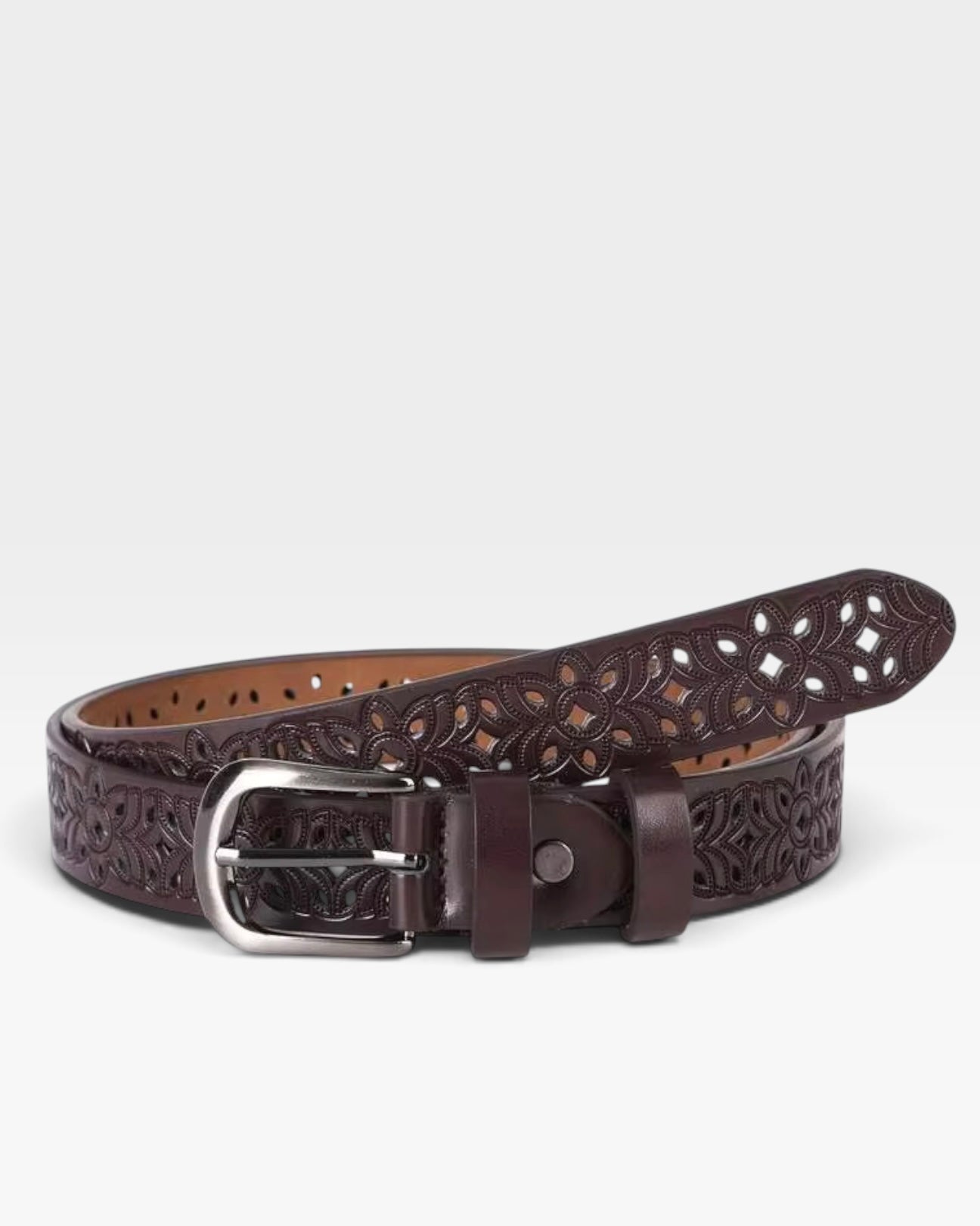 Brown Floral Cutout Belt