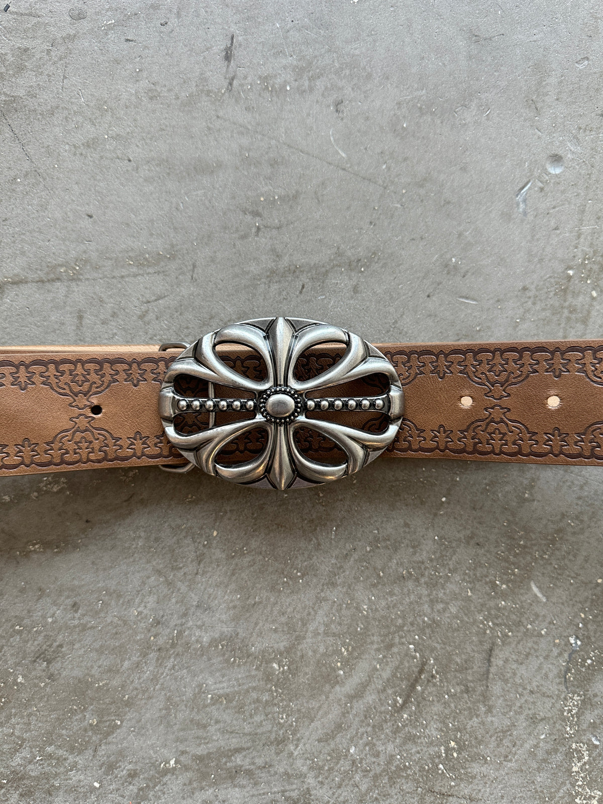 Brown & Silver Relic Cross Belt