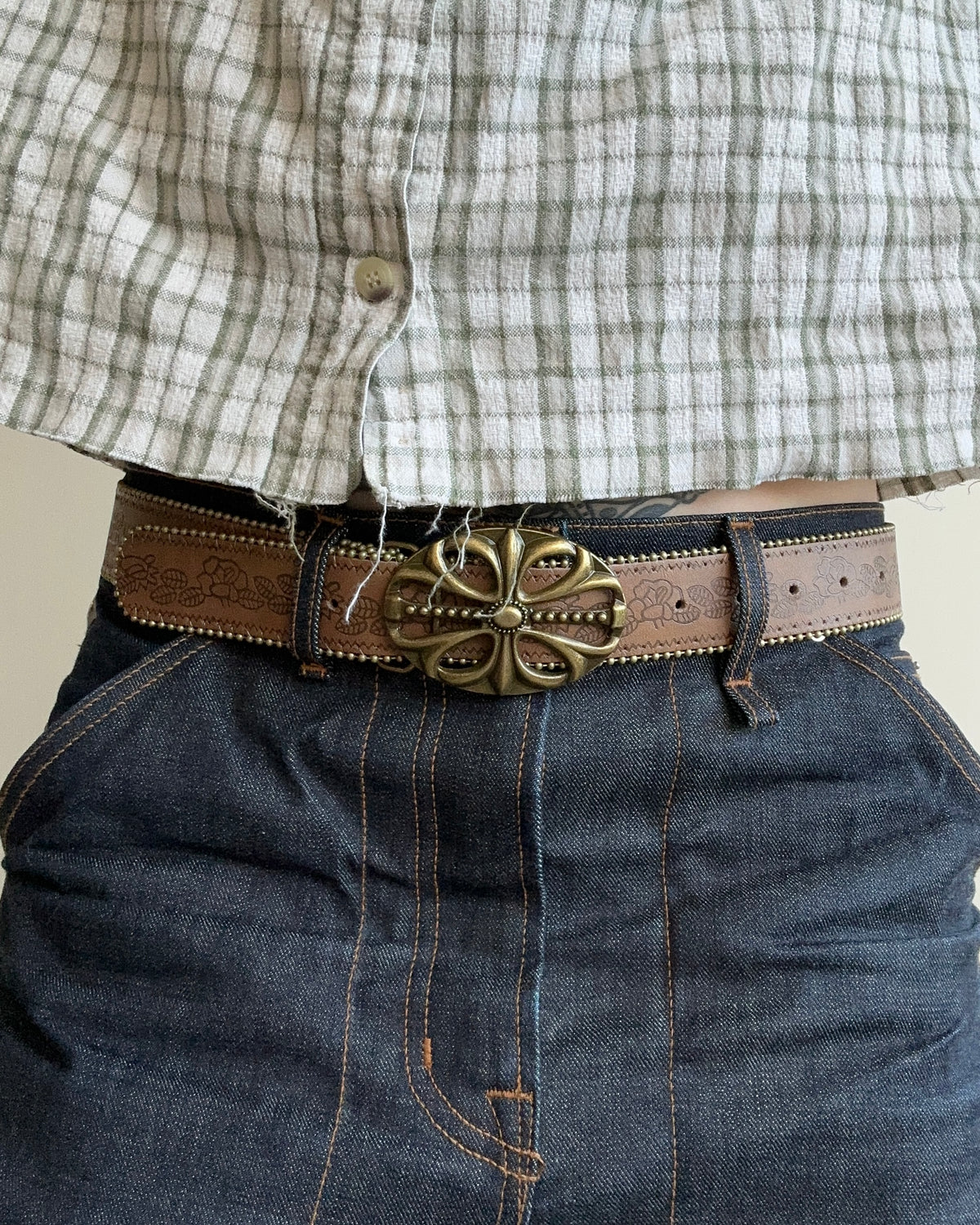 Brown & Gold Relic Cross Belt